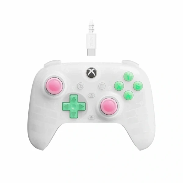 8Bitdo Ultimate Mini, Xbox Series X|S, Xbox One, PC, Official, Hall-Effect, áttetsző fehér vezetékes kontroller