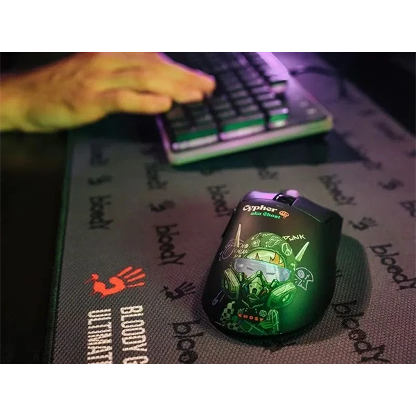 A4-Tech Bloody R73 Ultra Duo Cypher Ghost vezeték nélküli fekete gamer egér