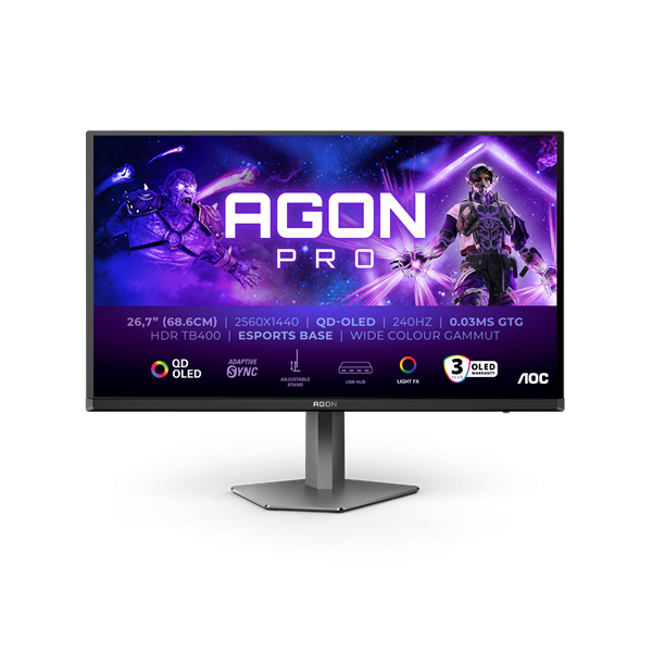 AOC 27" AG276QZD2 QHD OLED 240Hz HDMI/DP/USB gamer monitor