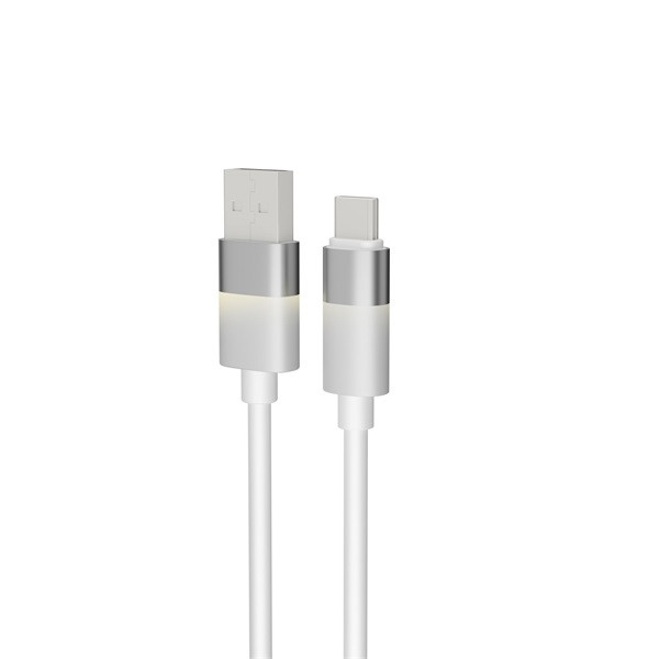 AVAX CB312 GLOWY 1m 18W USB-A - USB-C fehér gyorstöltő kábel