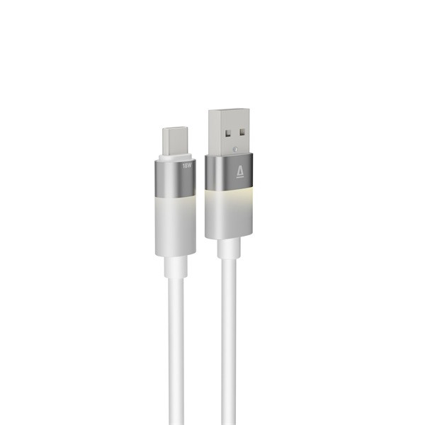 AVAX CB313 GLOWY 2m 18W USB-A - USB-C fehér gyorstöltő kábel