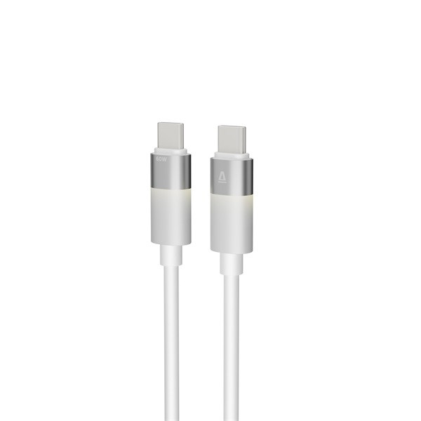 AVAX CB317 GLOWY 2m 60W USB-C fehér gyorstöltő kábel