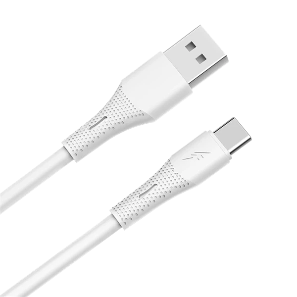 AVAX CB3301 18W USB-A – USB-C gyorstöltő szilikon kábel, 1.5 m, fehér