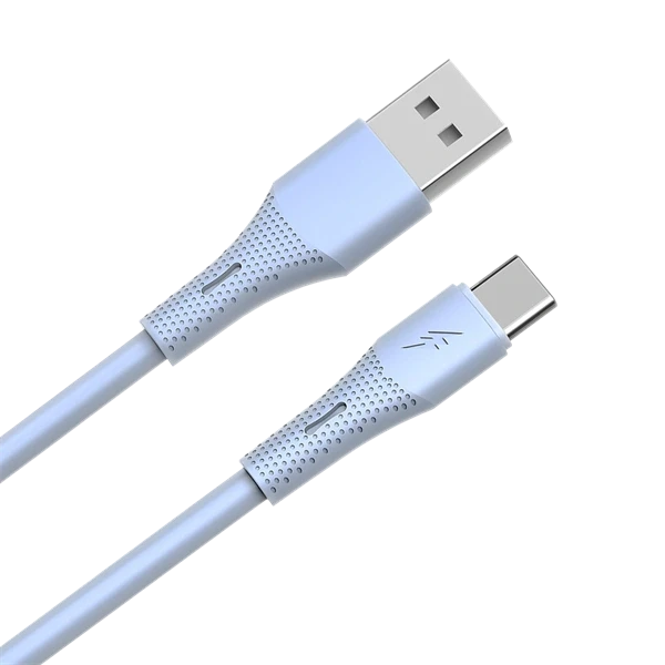 AVAX CB3302 18W USB-A – USB-C gyorstöltő szilikon kábel, 1.5 m, világoskék