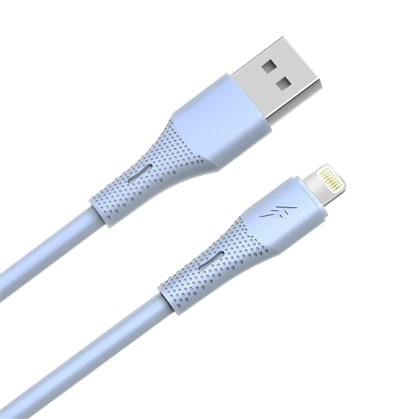 AVAX CB3305 USB-A – Lightning szilikon töltőkábel, 1.5 m, világoskék