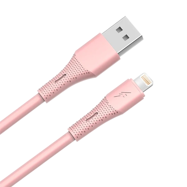 AVAX CB3306 USB-A – Lightning szilikon töltőkábel, 1.5 m, rózsaszín