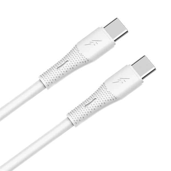 AVAX CB3307 60W USB-C gyorstöltő szilikon kábel, 1.5 m, fehér
