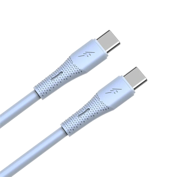 AVAX CB3308 60W USB-C gyorstöltő szilikon kábel, 1.5 m, világoskék