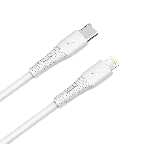 AVAX CB3310 27W USB-C – Lightning gyorstöltő szilikon kábel, 1.5 m, fehér