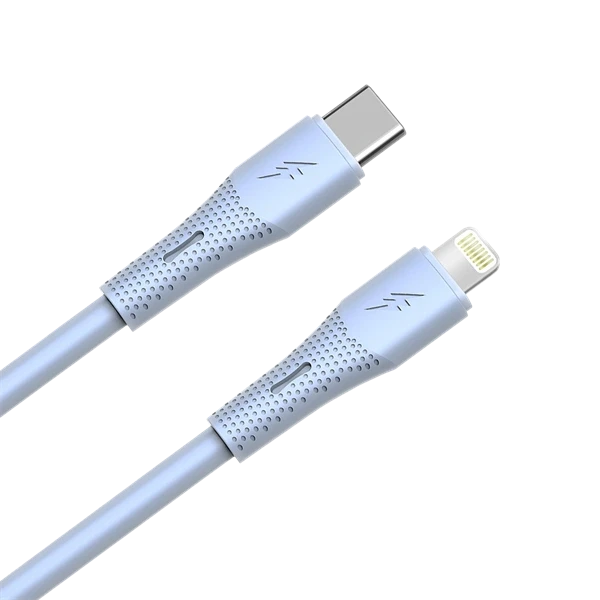 AVAX CB3311 27W USB-C – Lightning gyorstöltő szilikon kábel, 1.5 m, világoskék
