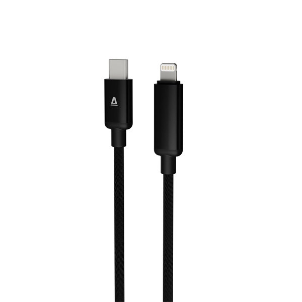 AVAX CB650 PULSEY 0,5m 27W USB-C - Lightning szürke fonott gyorstöltő LED kábel