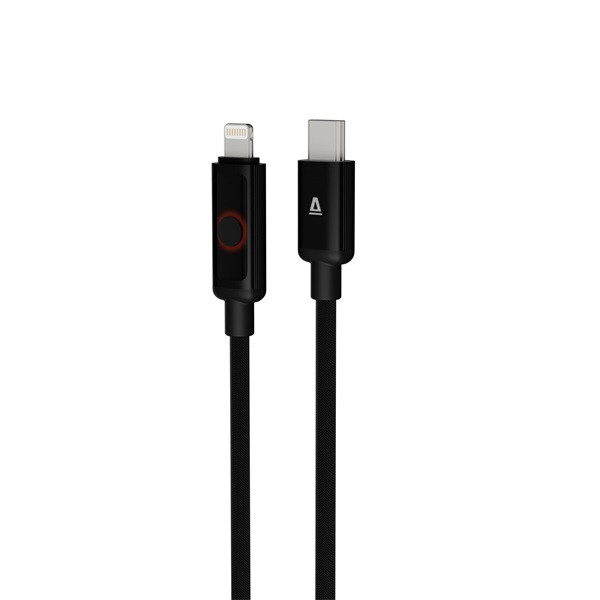 AVAX CB651 PULSEY 1m 27W USB-C - Lightning szürke fonott gyorstöltő LED kábel
