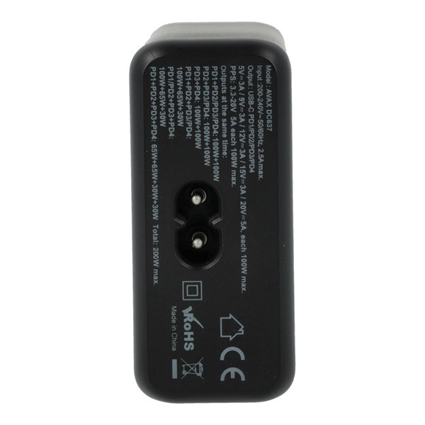 AVAX DC637 DESKY+ 200W GaN 4xType C (PD 3.0) gyorstöltő elosztó AVAX DC637 DESKY+ 200W GaN 4xType C (PD 3.0) gyorstöltő elosztó