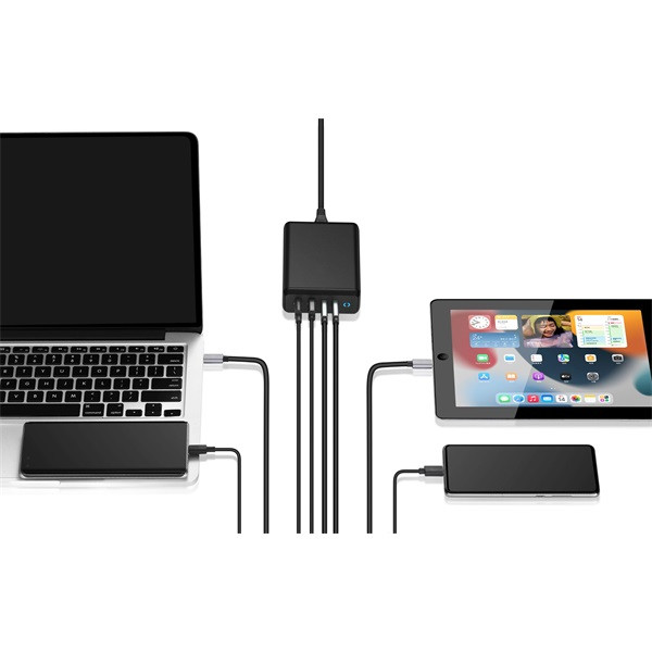 AVAX DC637 DESKY+ 200W GaN 4xType C (PD 3.0) gyorstöltő elosztó AVAX DC637 DESKY+ 200W GaN 4xType C (PD 3.0) gyorstöltő elosztó