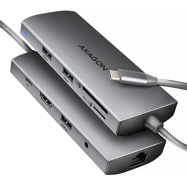 AXAGON HMC-8HLSA USB-C 3.2 Gen 1 3x USB-A + 4K/30Hz HDMI + SD/microSD GLAN Audio PD 100W hub AXAGON HMC-8HLSA USB-C 3.2 Gen 1 3x USB-A + 4K/30Hz HDMI + SD/microSD GLAN Audio PD 100W hub
