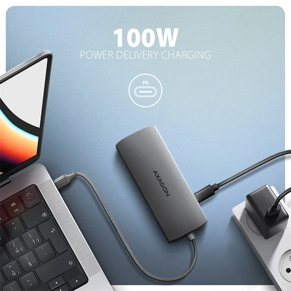 AXAGON HMC-8HLSA USB-C 3.2 Gen 1 3x USB-A + 4K/30Hz HDMI + SD/microSD GLAN Audio PD 100W hub AXAGON HMC-8HLSA USB-C 3.2 Gen 1 3x USB-A + 4K/30Hz HDMI + SD/microSD GLAN Audio PD 100W hub