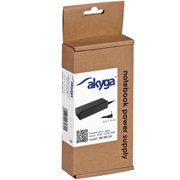 Akyga 19V/2,37A/45W 4x1,35mm + pin Asus notebook hálózati töltő Akyga 19V/2,37A/45W 4x1,35mm + pin Asus notebook hálózati töltő