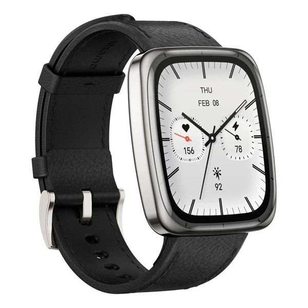 Amazfit Active 2 (Square) Black Leather Permium NFC fekete okosóra