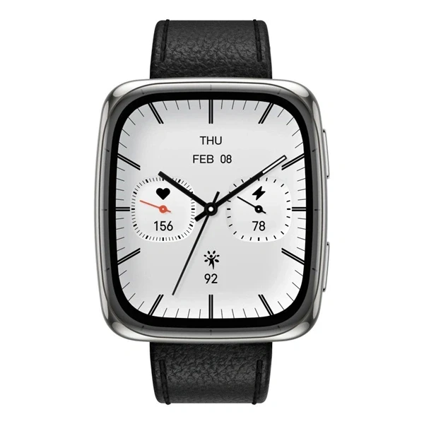 Amazfit Active 2 (Square) Black Leather Permium NFC fekete okosóra