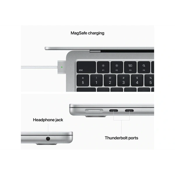 Apple MacBook Air 2022 13,6"/M2 chip és 10 magos GPU/8GB/512GB SSD/Cseh/ezüst laptop (Felújított,batteryCARE+)