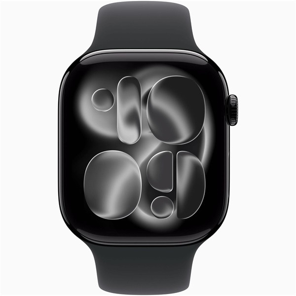 Apple Watch S11 GPS-es (46mm) kozmoszfekete alumínium tok, fekete S/M sportszíjas okosóra