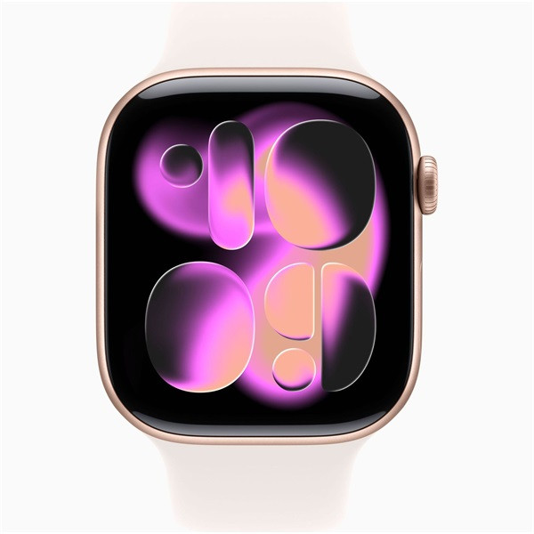 Apple Watch S11 GPS-es (46mm) rózsaarany alumínium tok, lágy rózsaszín S/M sportszíjas okosóra