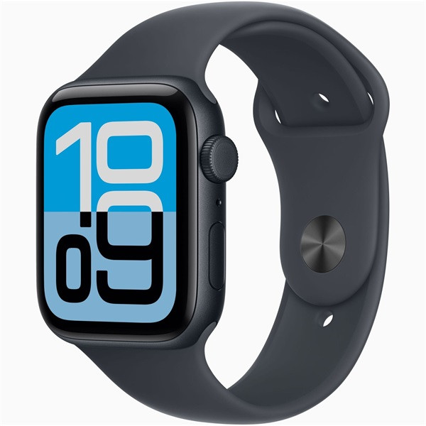 Apple Watch SE3 Cellular (44mm) éjfekete alumínium tok, éjfekete S/M sportszíjas okosóra