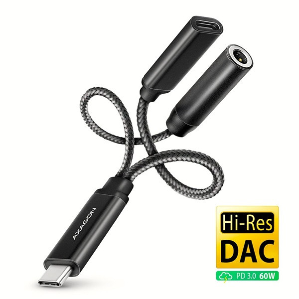 Axagon ADA-HCPD 60W fekete Type-C - Type-C/DAC audio adapter Axagon ADA-HCPD 60W fekete Type-C - Type-C/DAC audio adapter