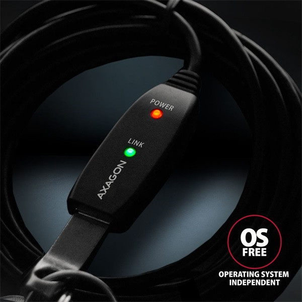 Axagon ADR-215 15m USB 2.0 A apa - anya aktív repeater kábel Axagon ADR-215 15m USB 2.0 A apa - anya aktív repeater kábel