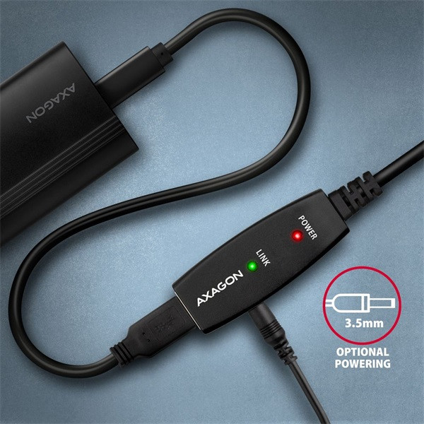 Axagon ADR-215 15m USB 2.0 A apa - anya aktív repeater kábel Axagon ADR-215 15m USB 2.0 A apa - anya aktív repeater kábel