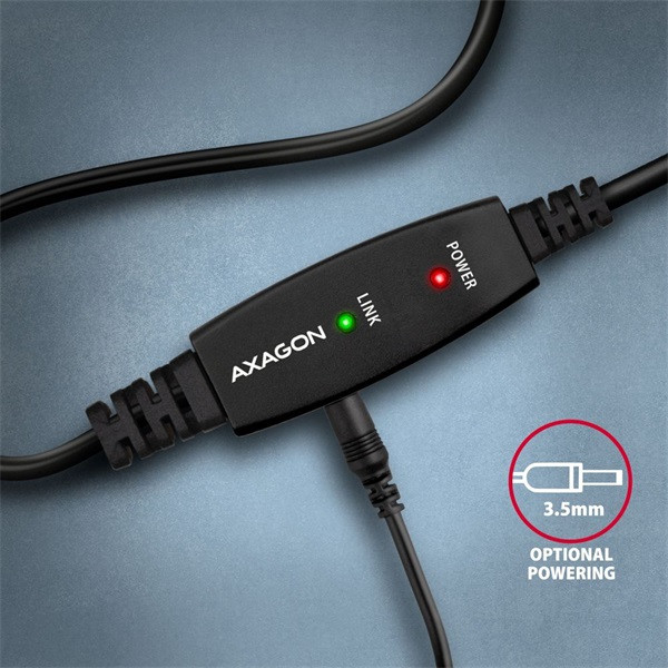 Axagon ADR-215B 15m USB 2.0 A apa - USB B apa aktív repeater kábel Axagon ADR-215B 15m USB 2.0 A apa - USB B apa aktív repeater kábel