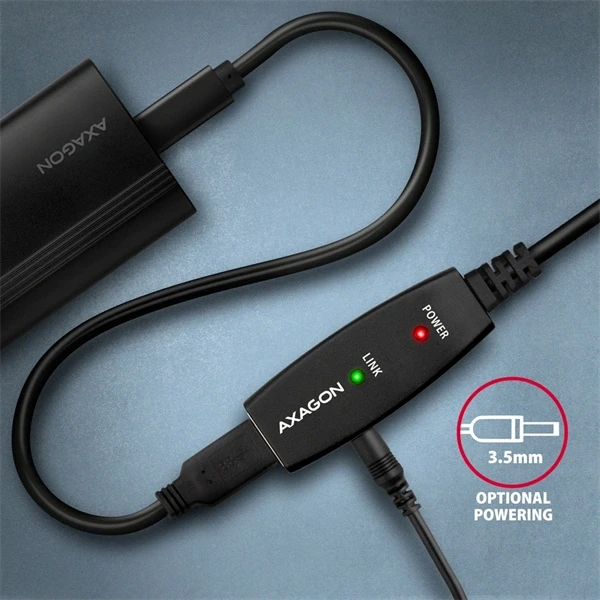 Axagon ADR-215 15m USB 2.0 A apa - anya aktív repeater kábel Axagon ADR-215 15m USB 2.0 A apa - anya aktív repeater kábel