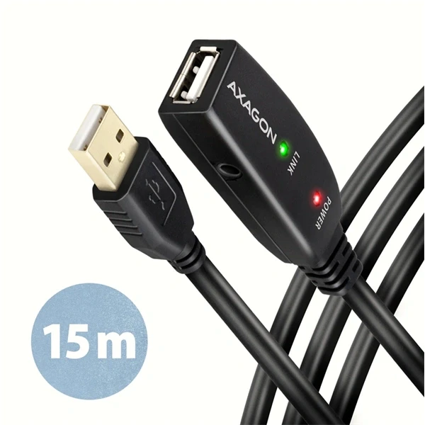 Axagon ADR-215 15m USB 2.0 A apa - anya aktív repeater kábel Axagon ADR-215 15m USB 2.0 A apa - anya aktív repeater kábel