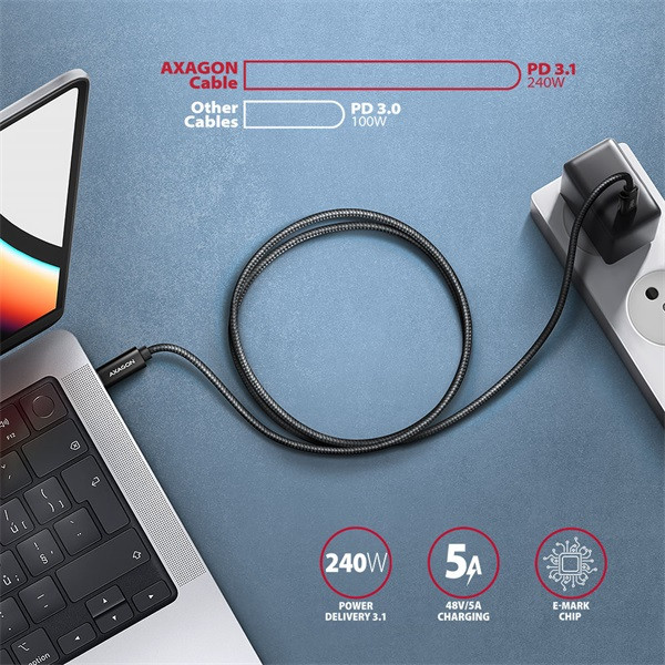Axagon BUCM2-CM10AB 1m USB C fekete adat- és töltőkábel Axagon BUCM2-CM10AB 1m USB C fekete adat- és töltőkábel