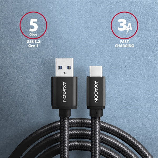 Axagon BUCM3-AM20AB USB-C 3.2 Gen 1 - USB-A 2 m fekete kábel