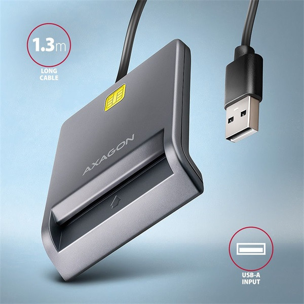 Axagon CRE-SM3T Kompakt asztali USB-A okos kapcsolat Smart / ID kártya olvasó Axagon CRE-SM3T Kompakt asztali USB-A okos kapcsolat Smart / ID kártya olvasó