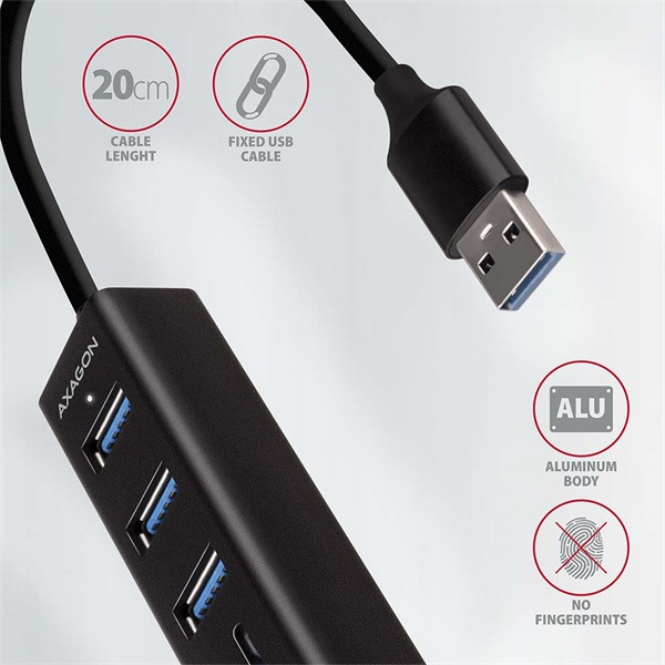 Axagon HMA-CR3A 3 portos USB3.2. Gen 2 fekete HUB kártyaolvasóval Axagon HMA-CR3A 3 portos USB3.2. Gen 2 fekete HUB kártyaolvasóval