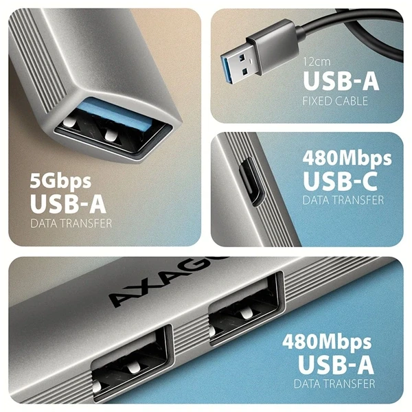 Axagon HUE-STA ALU STRIP USB-A 4 port hub Axagon HUE-STA ALU STRIP USB-A 4 port hub
