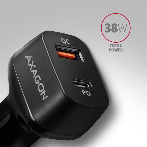 Axagon PWC-PQ38 2x QC3.0 fekete autós töltő Axagon PWC-PQ38 2x QC3.0 fekete autós töltő