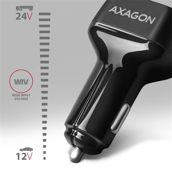 Axagon PWC-PQ38 2x QC3.0 fekete autós töltő Axagon PWC-PQ38 2x QC3.0 fekete autós töltő