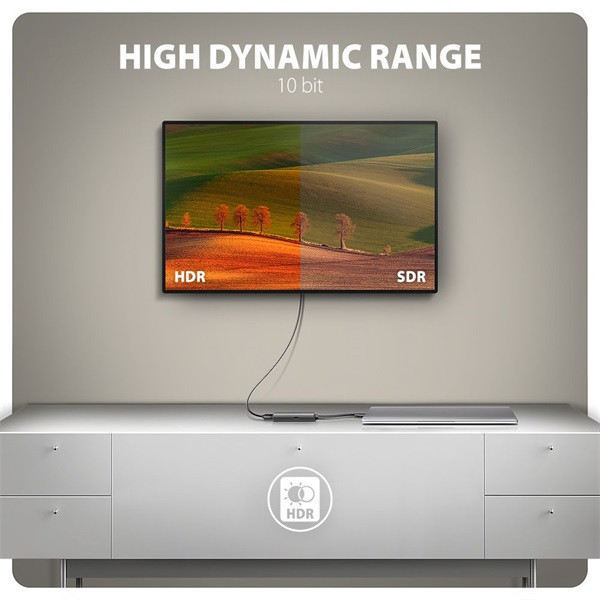 Axagon RVC-HI8KPD 16cm 8K/60Hz PD 100W USB-C - HDMI 2.1 adapter