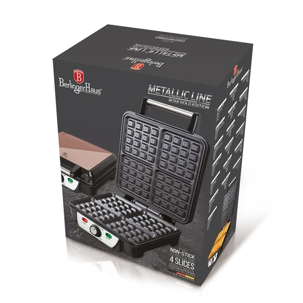 Berlinger Haus BH/9452 rózsaarany- fekete 4 szeletes gofrisütő Berlinger Haus BH/9452 rózsaarany- fekete 4 szeletes gofrisütő