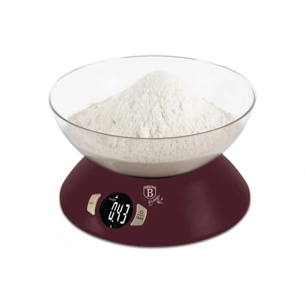 Berlinger Haus BH/9615 5 kg kapacitású matt bordó tálas konyhai mérleg