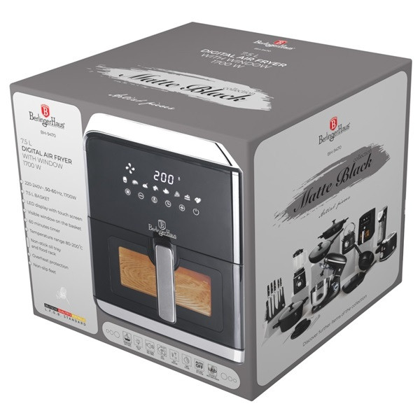 Berlinger Haus BH/9470 7,5 L fekete- ezüst forrólevegős sütő Berlinger Haus BH/9470 7,5 L fekete- ezüst forrólevegős sütő