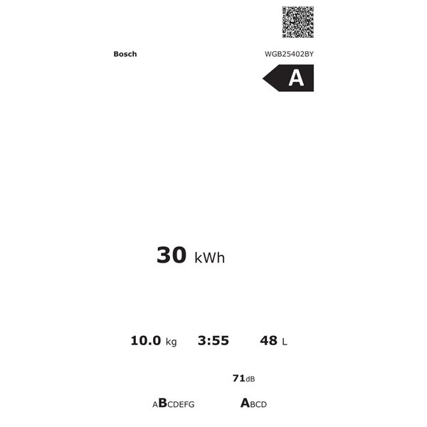 Bosch WGB25402BY fekete-inox, elöltöltős, max.1400ford.,10kg, mosógép