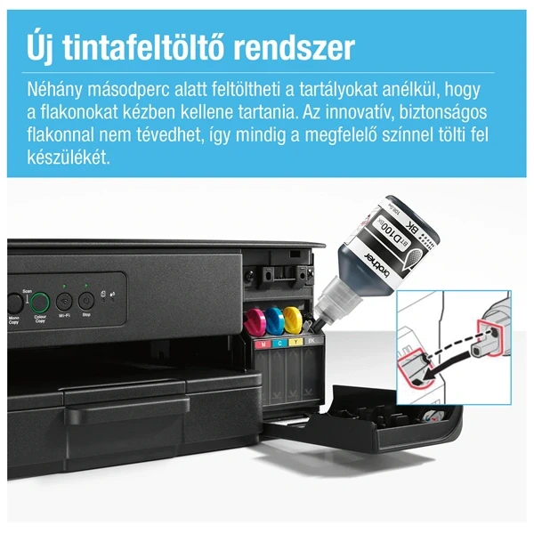 Brother DCP-T435W (A4,16 lap/perc,WiFi/USB,6000x1200dpi,manuál duplex,128MB) színes multifunkciós tintasugaras nyomtató