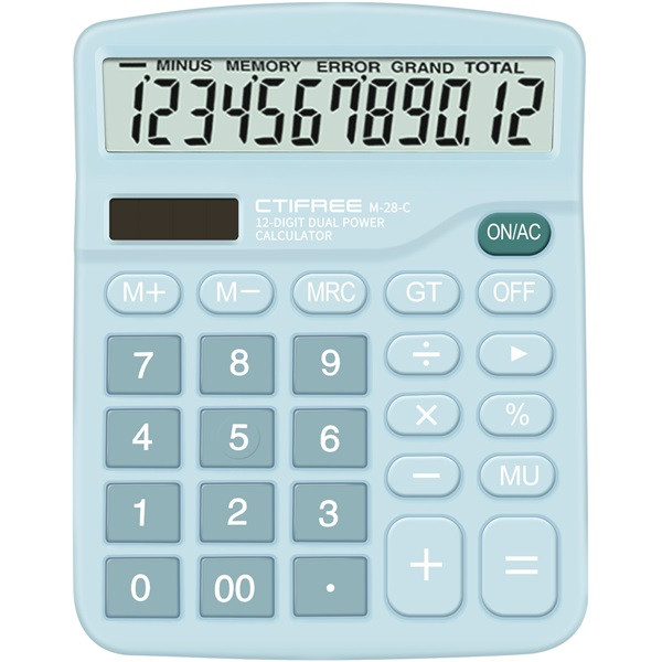 CTIFREE M-28 fekete számológép, 120x150mm, 12 számjegy, dual power