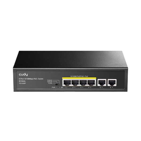 CUDY FS1006P 1x 10/100(PoE+/PoE)+3x 10/100(PoE)+2x 10/100 uplink, 60W PoE switch CUDY FS1006P 1x 10/100(PoE+/PoE)+3x 10/100(PoE)+2x 10/100 uplink, 60W PoE switch
