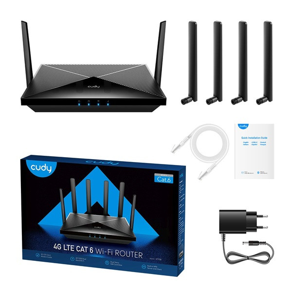 CUDY LT700 kétsávos AC1200 WIFI Dual nanoSIM 4G LTE CAT6 fekete router CUDY LT700 kétsávos AC1200 WIFI Dual nanoSIM 4G LTE CAT6 fekete router