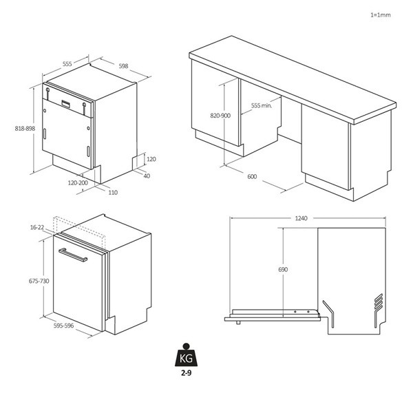Candy CI 6B4S1PSA1 antracit, programok száma:10, beépíthető, 16 terítékes mosogatógép